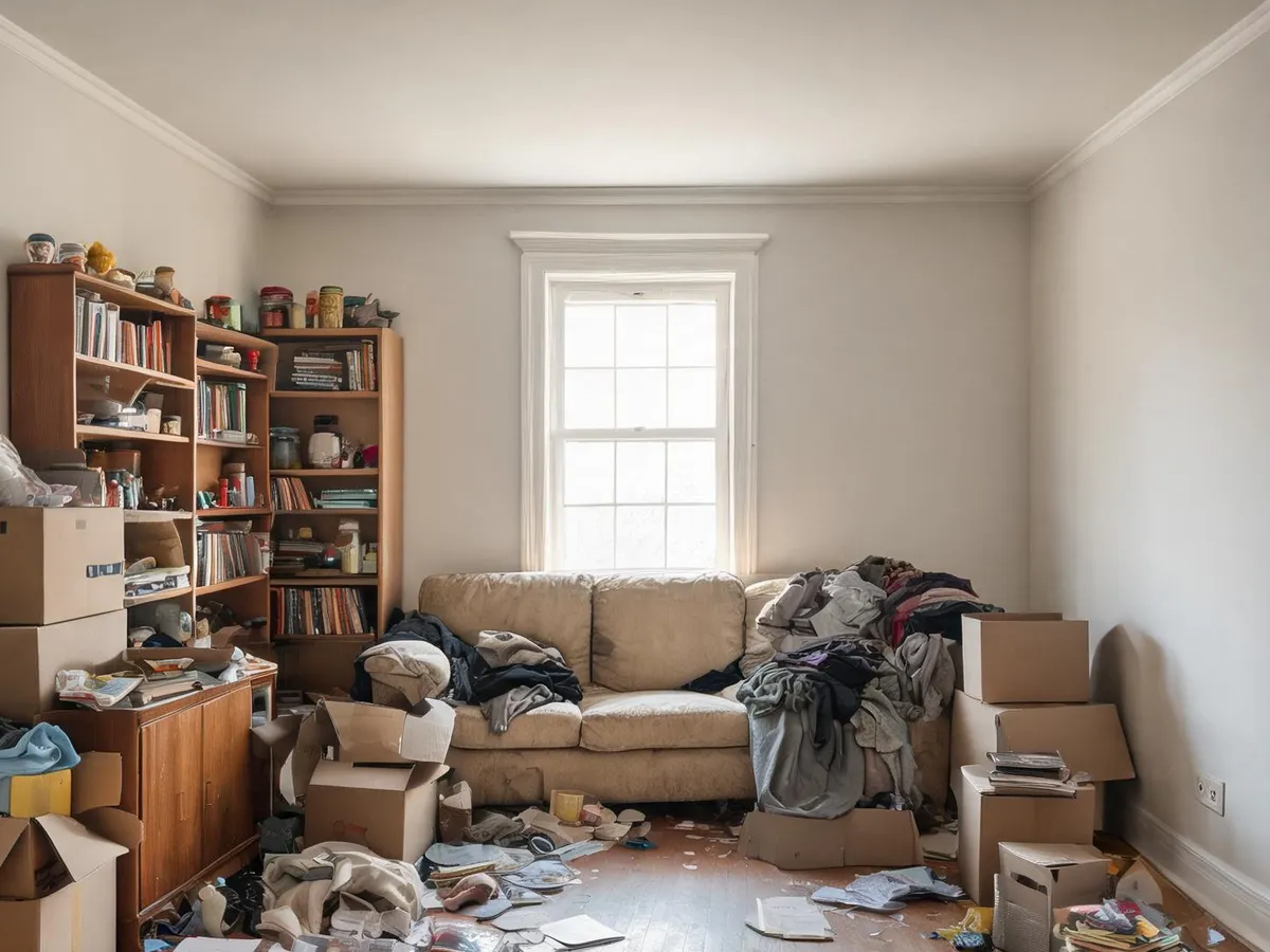 Wohnzimmer in Frechen — vorher, voll zugestellt